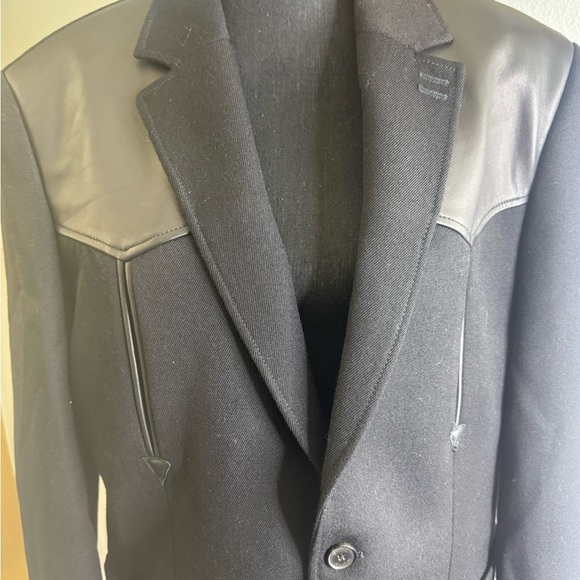 Black Blazer with Lamb Leather Accents - Picture 10 of 17